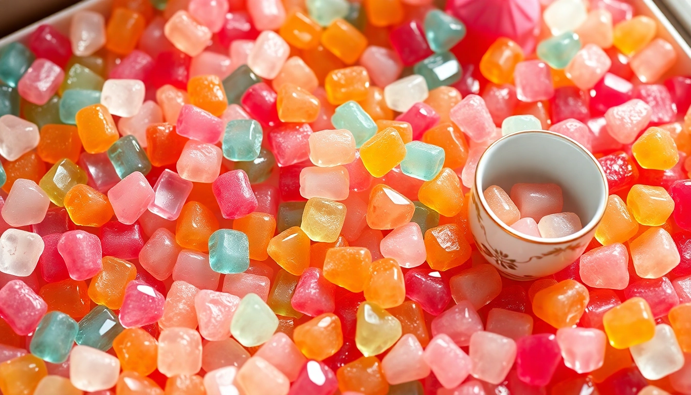 Experience the vibrant flavors of Gemini Crystal Candy with beautifully handcrafted crystal candies shaped like gems.