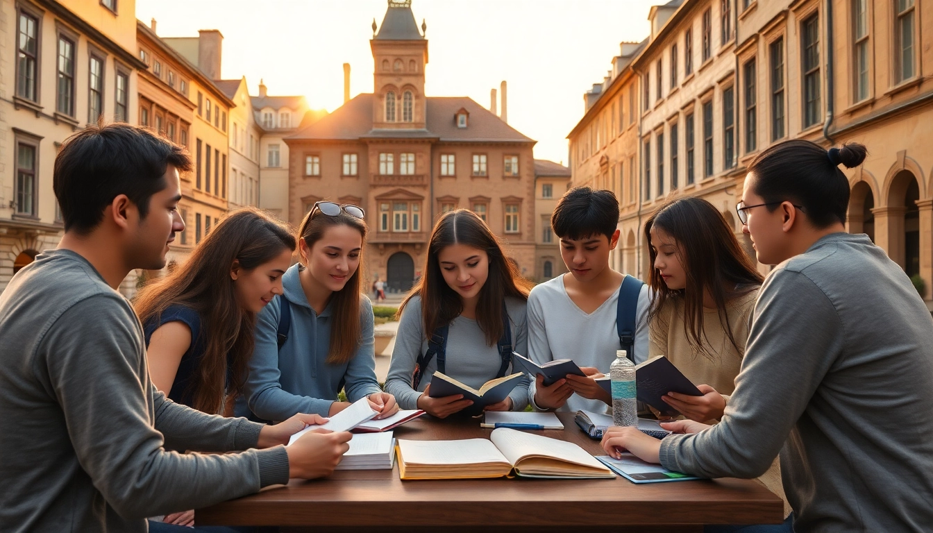 Students engaged in collaborative study at a historic university, emphasizing Avrupa'da Üniversite Okumak experience.