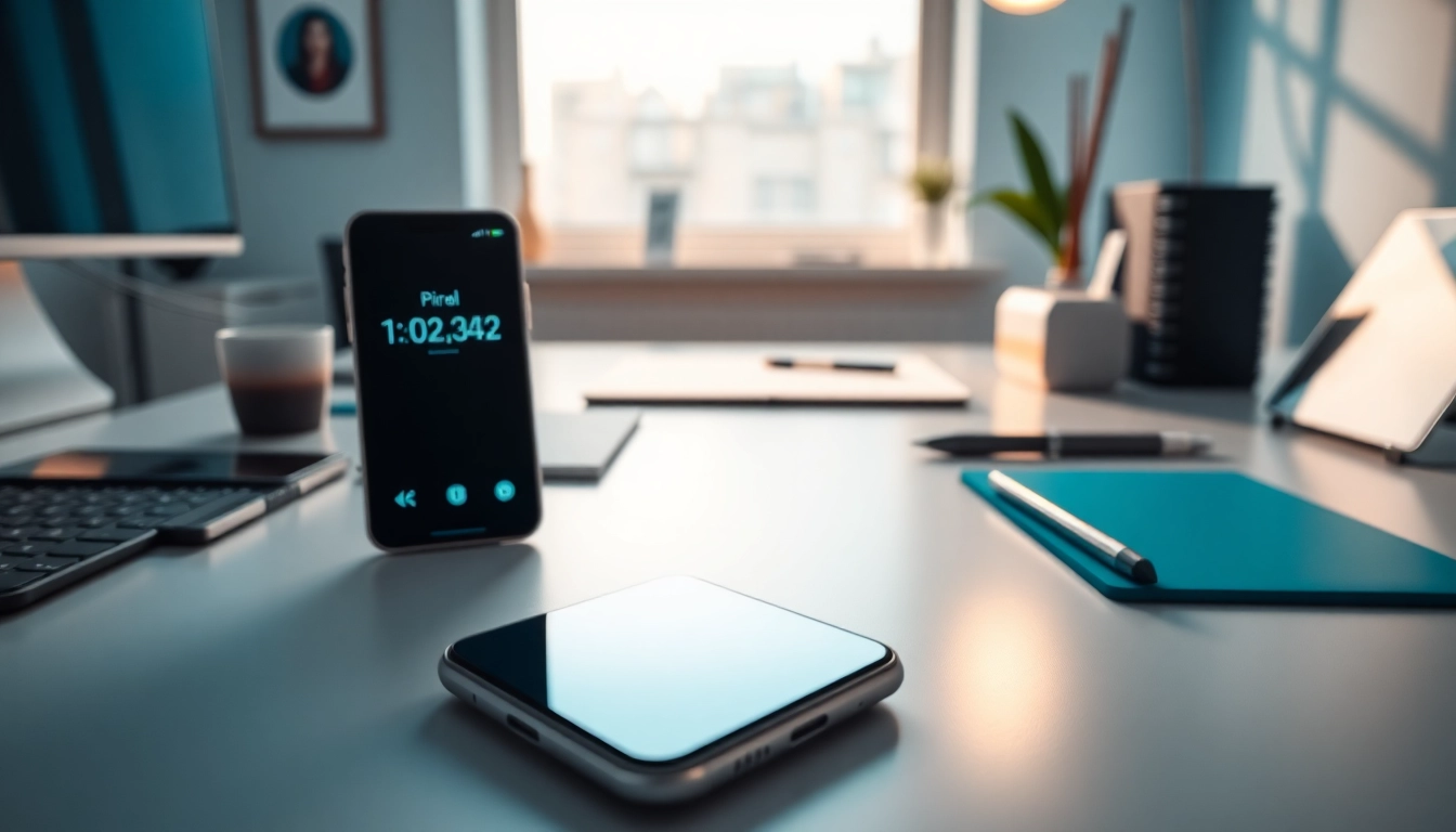 Activate your smspva service with a sleek smartphone receiving SMS notifications in a modern workspace.