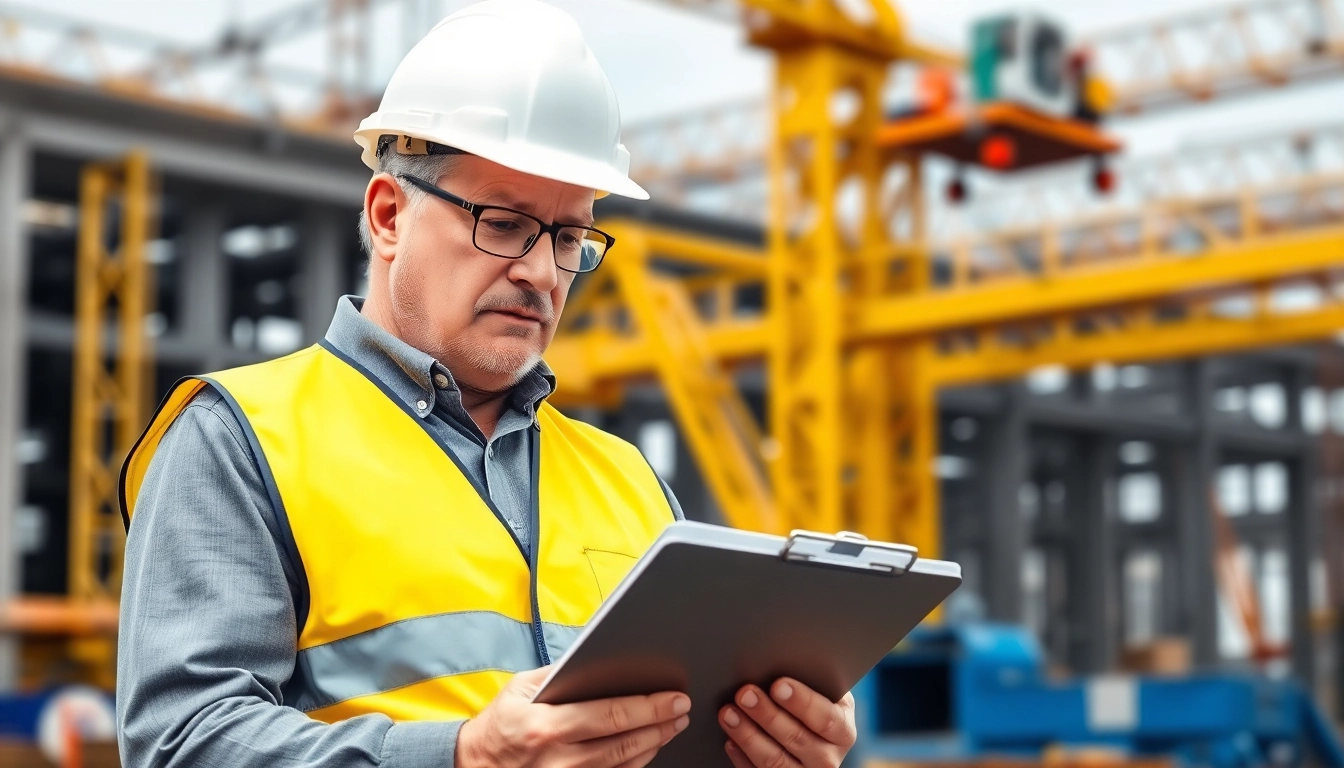 Reviewing NVQ Level 4 Crane supervisor answers in an active construction site context.