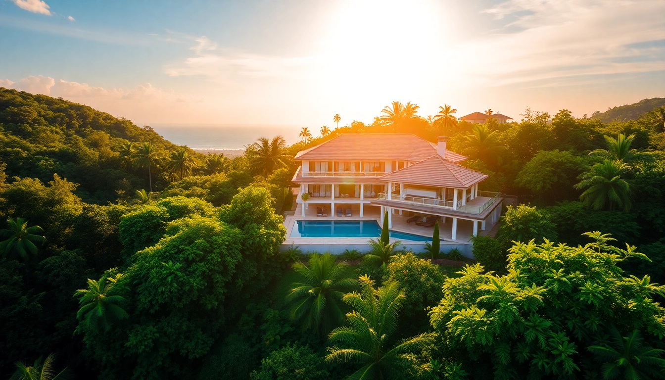 Showcase real estate Phuket with luxurious villas complemented by lush surroundings and sparkling pools.