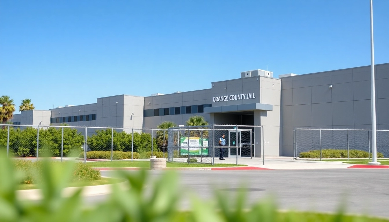 View of the Orange County Jail with security features and landscaping for community approach.