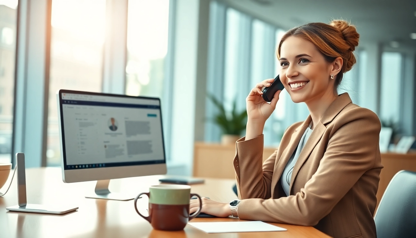 Enhance your client engagement with Legal Intake Services featuring a welcoming receptionist in a professional setting.