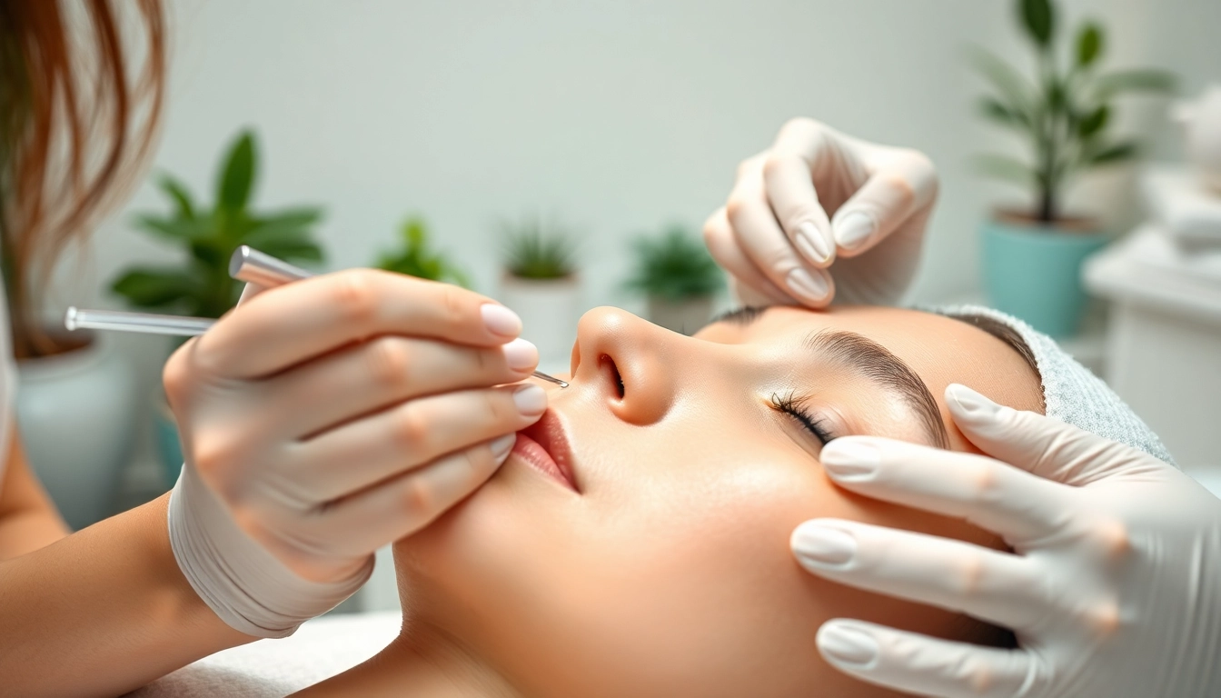 Applying mint threads in a professional medspa treatment, showcasing precision and care.