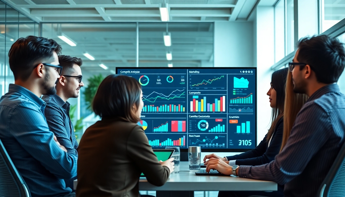 Analyze competitive intelligence data in a professional team environment with digital insights.
