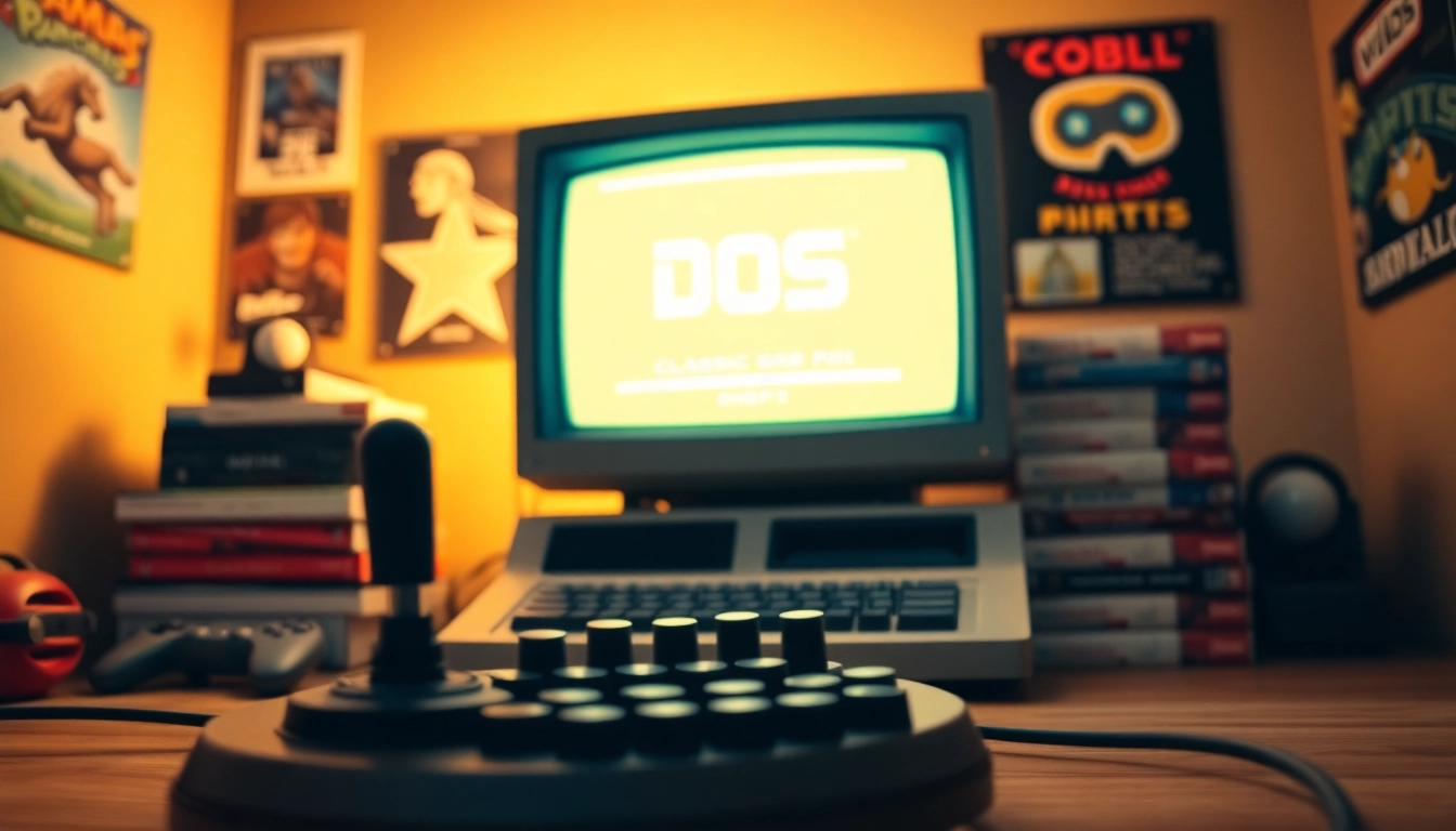 Engage with nostalgic fun as you play dos games on a vintage computer setup showcasing classic titles.