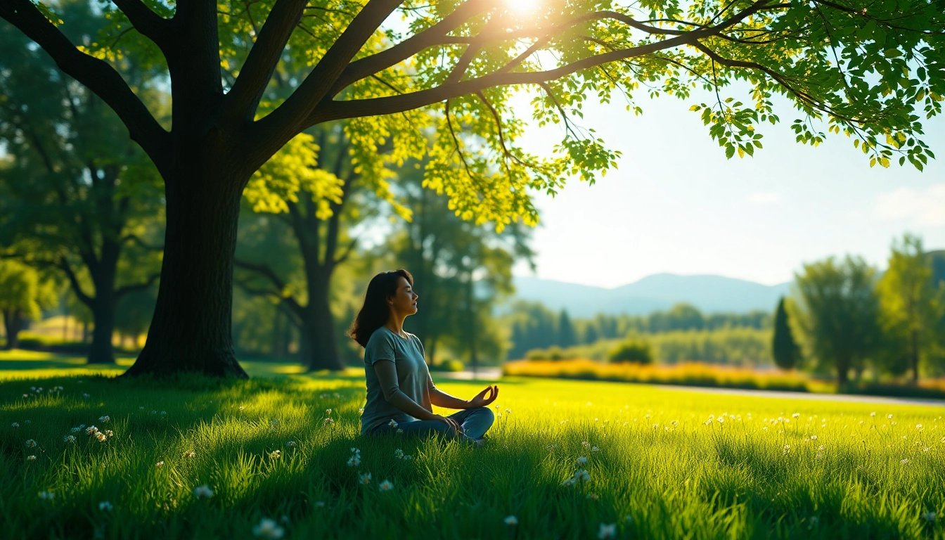 Person meditating in nature, highlighting methods for dealing with stress naturally.