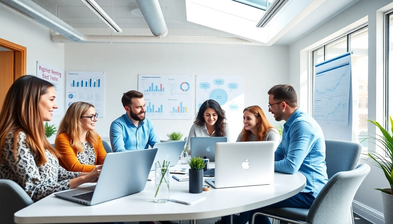 Team of experts at SEO Agency Dublin analyzing marketing strategies in a modern workspace.