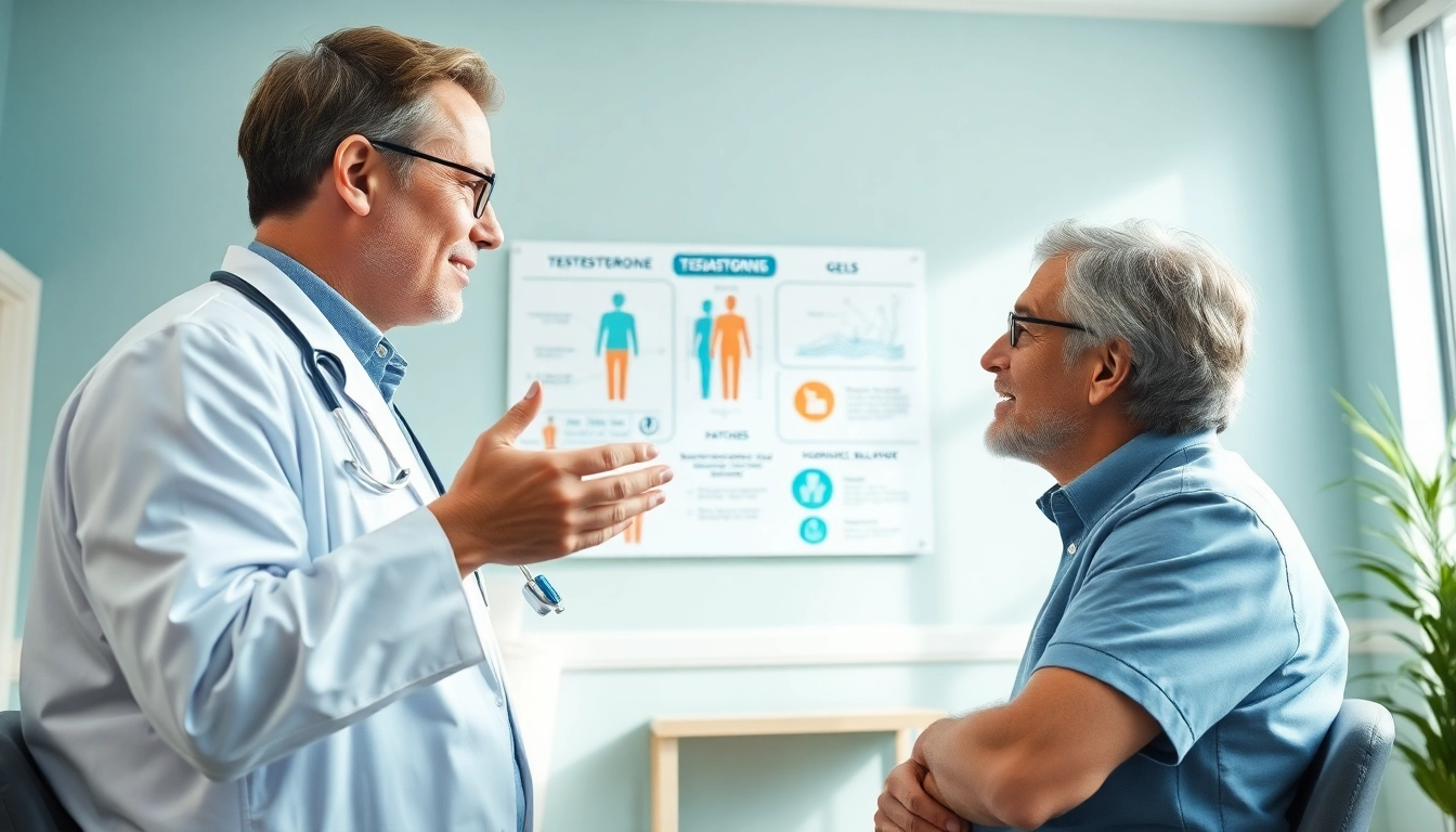 Engaging discussion on Testosterone Replacement Therapy between a healthcare practitioner and a patient.