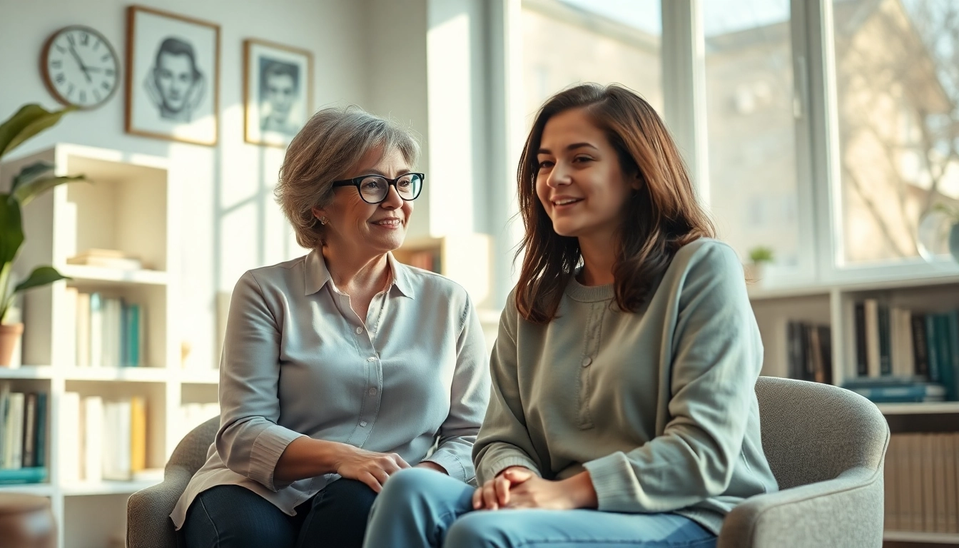 Attachment theory specialist engaging with a client in a calming therapy session.