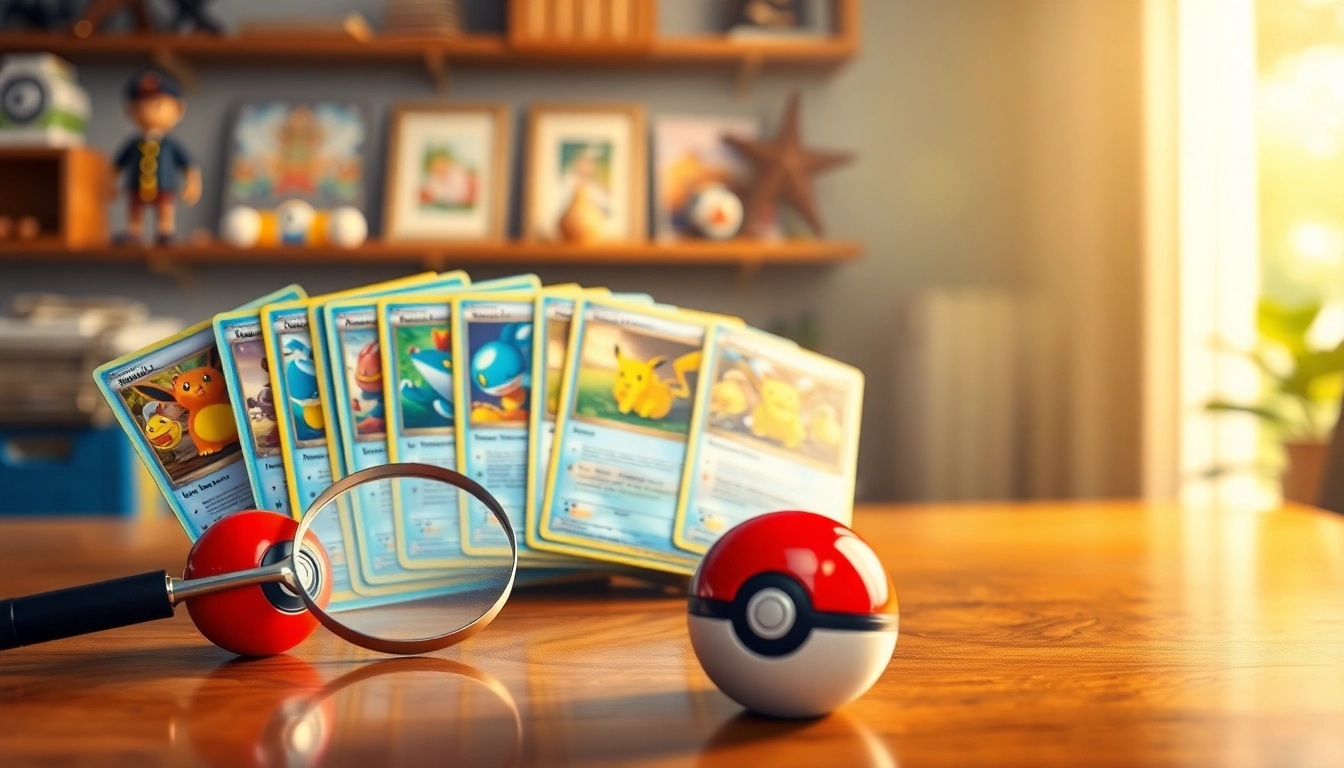 Showcase of real pokemon cards on wood table, highlighting vibrant artwork and vintage props.