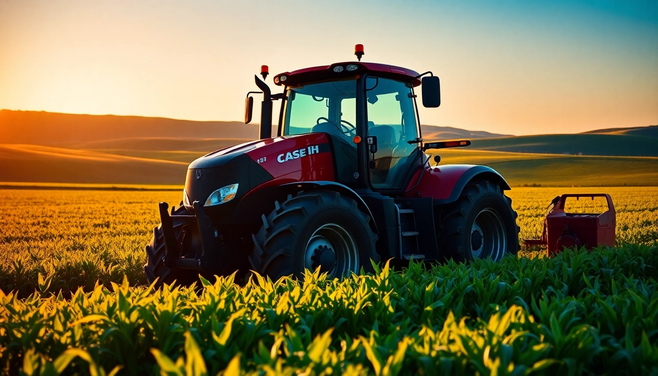 Case-ih Traktor im Einsatz auf einem grünen Feld mit sonnigem Himmel