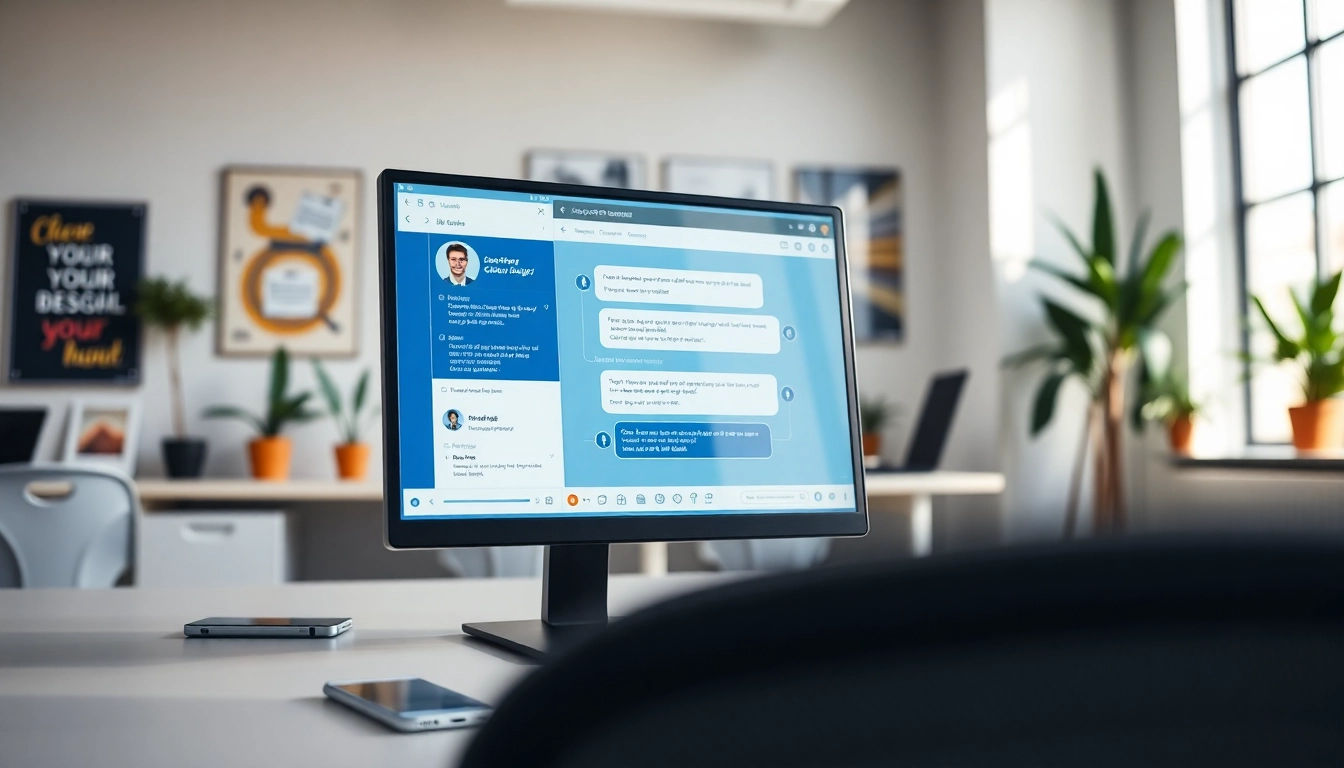 Engage with a chatgpt chatbot interface on a modern screen in a professional office.