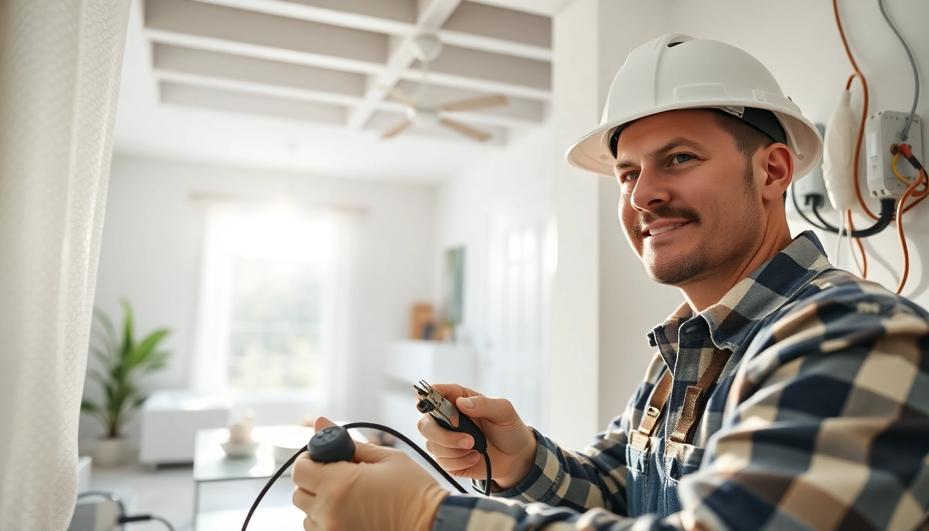 Electrical Contractor Clearwater skillfully installing wiring in a modern home environment.