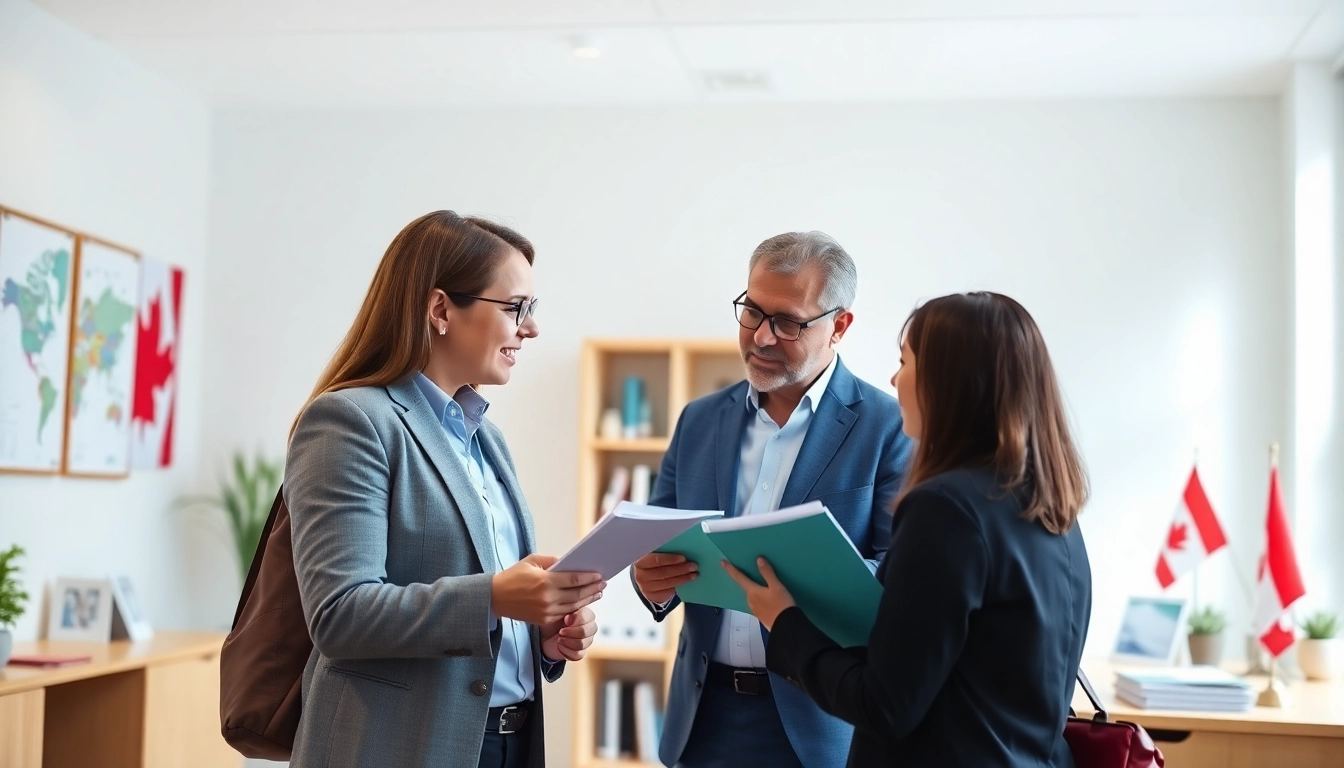 Offering immigration services barrie in a professional consulting environment with documentation.