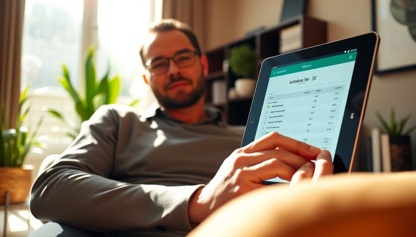 Analyze the autocheck free vehicle history report on a digital device in a bright, modern space.