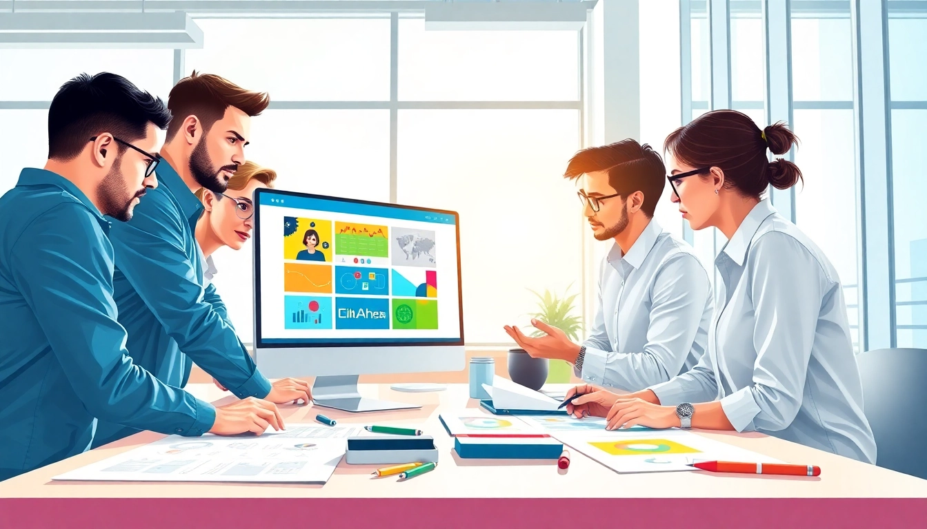 Kansas City web design company engaged in a creative brainstorming session in a bright office.