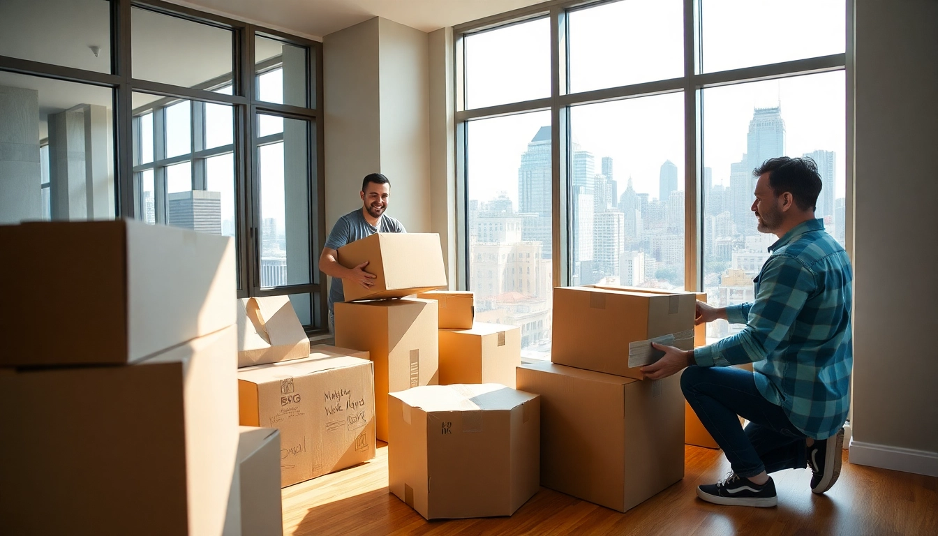 Best movers nyc efficiently packing belongings in a bright NYC apartment, showcasing professionalism and care.