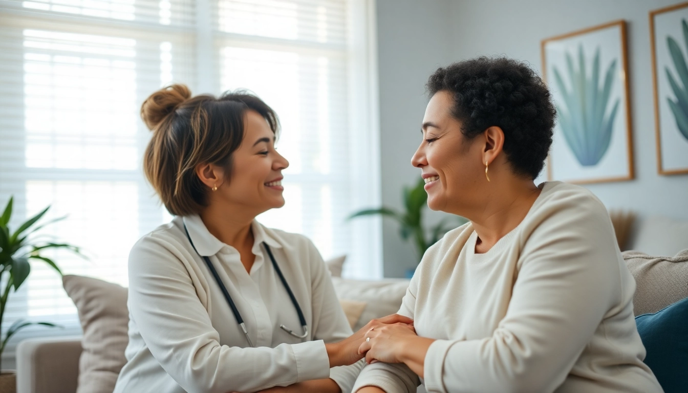 Engaged therapist helping an individual dealing with anxiety in a comforting office space.