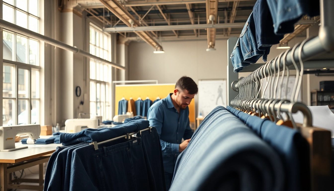 Showcasing the quality process of jeans cloth manufacturers with vibrant fabric textures.