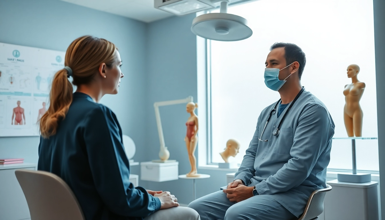Plastische Chirurgie Braunschweig: Arzt-Patienten-Gespräch über Behandlungen in einer modernen Klinik.