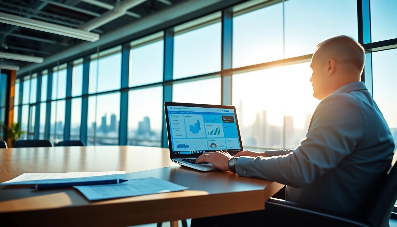 B2B buyer participating in a virtual meeting showcasing data insights in a modern office