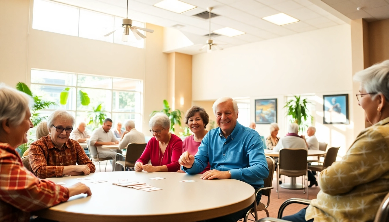 Happy seniors engaging in activities at a senior center Las Vegas Nevada, showcasing community spirit.