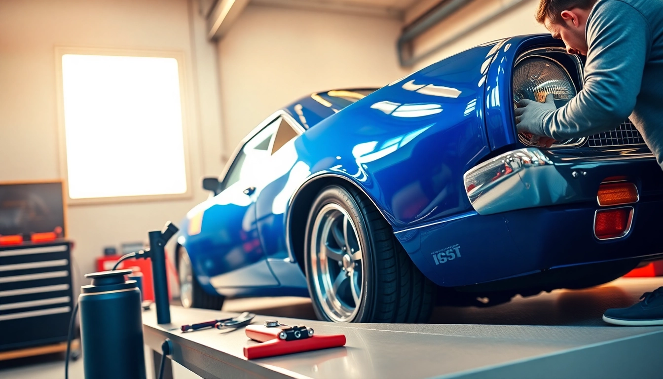 Cerekote application process on a classic muscle car showcasing high gloss finish.