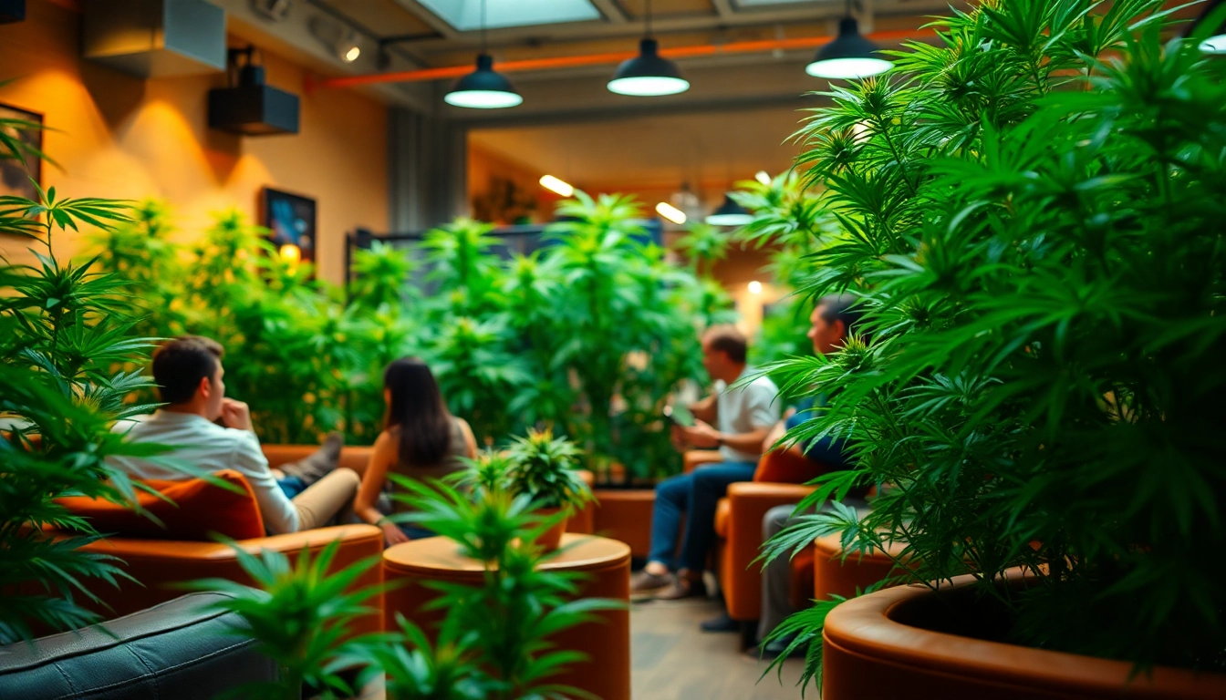 Join the cannabis experience at https://cannabisbcn.com, featuring vibrant plants and social interactions.