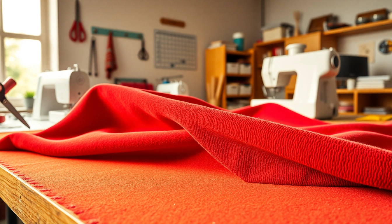 Velours de panne stof met zachte textuur op een snijtafel in een naaiatelier.