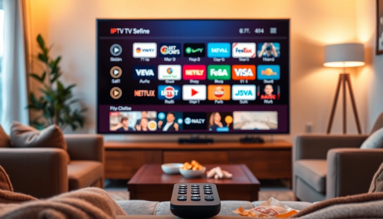 Connectez-vous avec l'IPTV code en profitant d'un salon confortable et accueillant pour le visionnage.