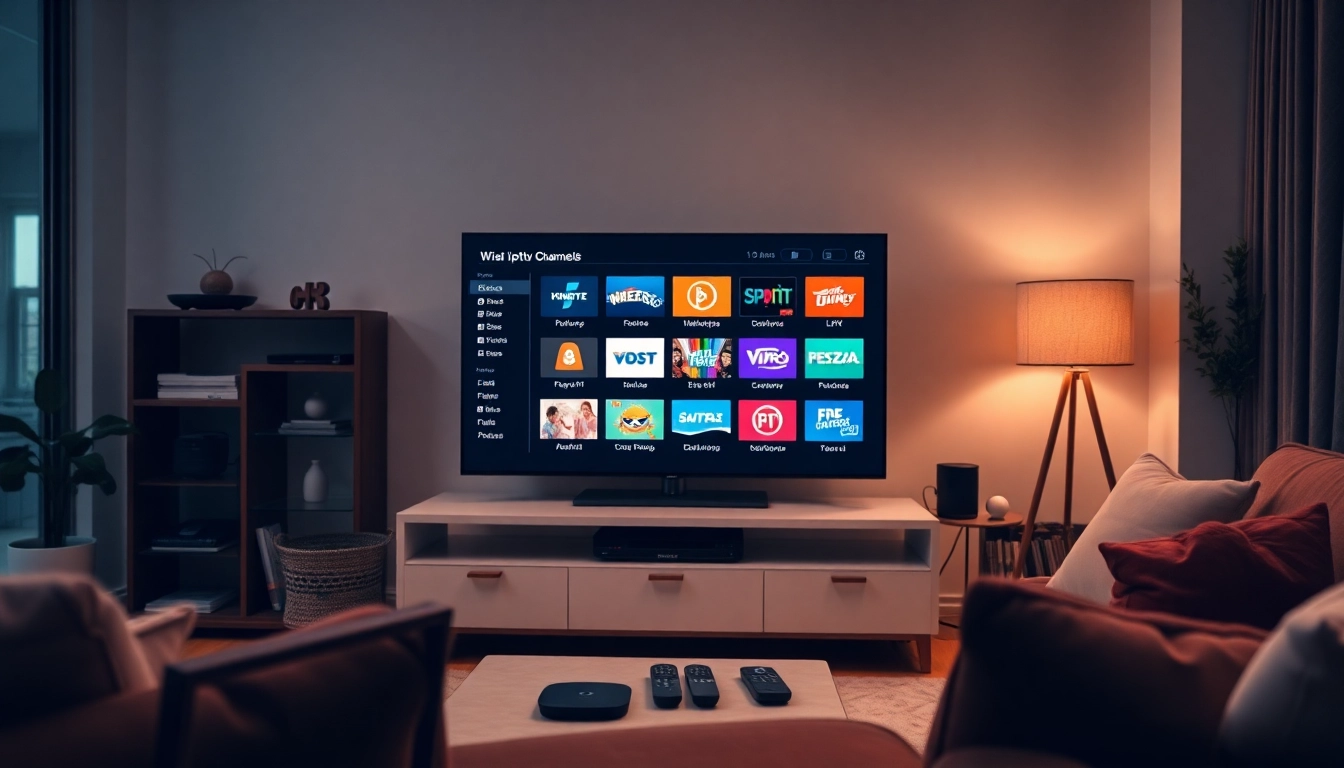 Découvrez un code IPTV sur un élégant dispositif de divertissement à la maison intégrant un écran interactif.
