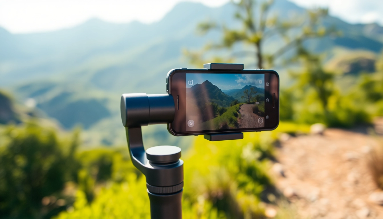 Capture stunning footage with a professional gimbal for iPhone in a vibrant outdoor scene.