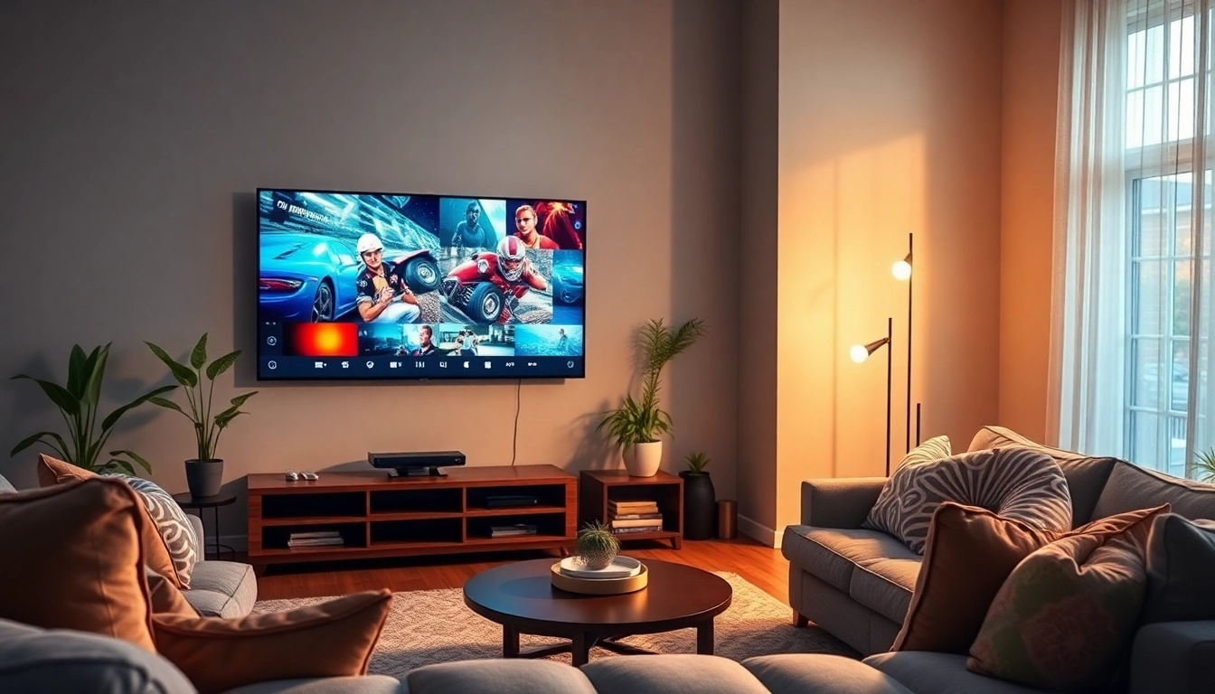 Comprar Listas IPTV en un acogedor salón con contenido vibrante en pantalla.