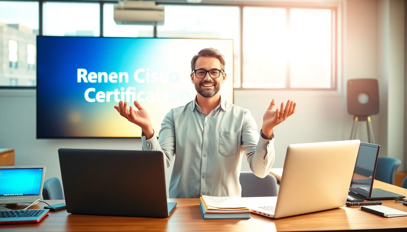 Educator explaining how to Renew Cisco Certification in a modern classroom setting.