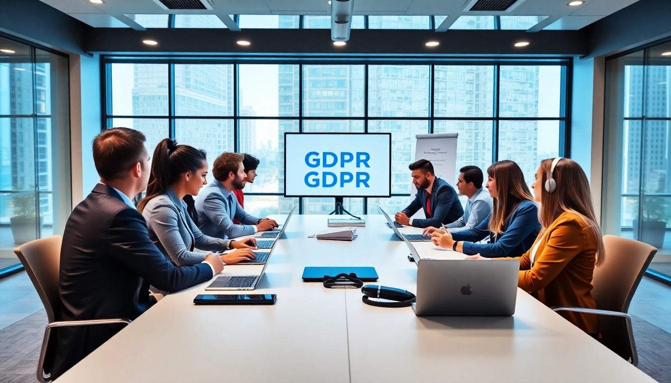 Discussing GDPR AI compliance strategies during a professional business meeting.