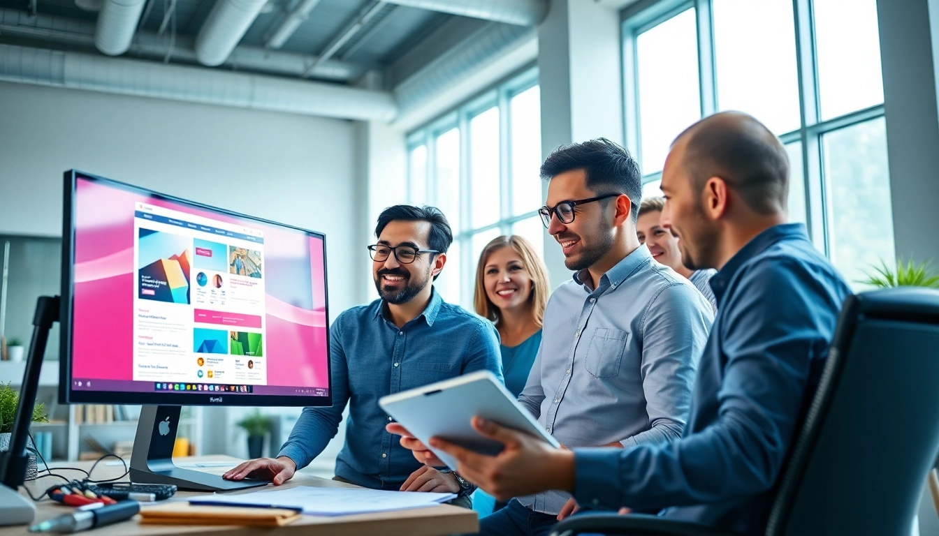 Designing a captivating kc website design in a collaborative workspace, showcasing creativity and teamwork.