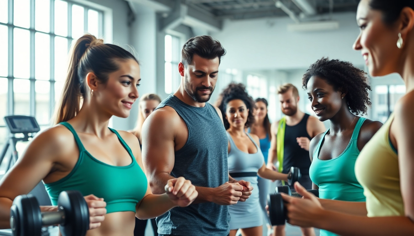 Engaging personal trainer kent leading a dynamic workout session with clients in a modern gym.