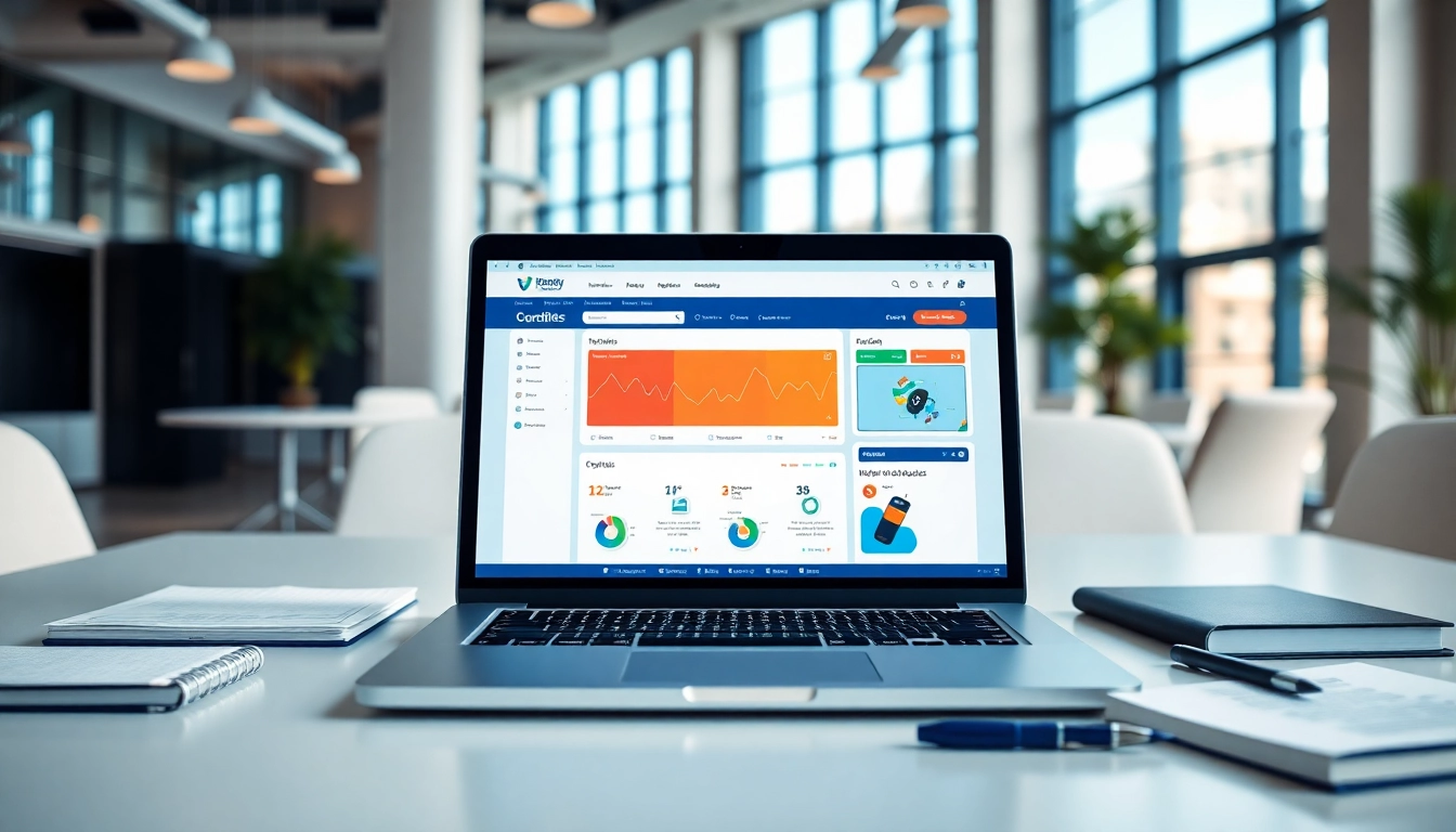 Showcasing Bluehost on a laptop in a professional workspace, highlighting modern web hosting solutions.